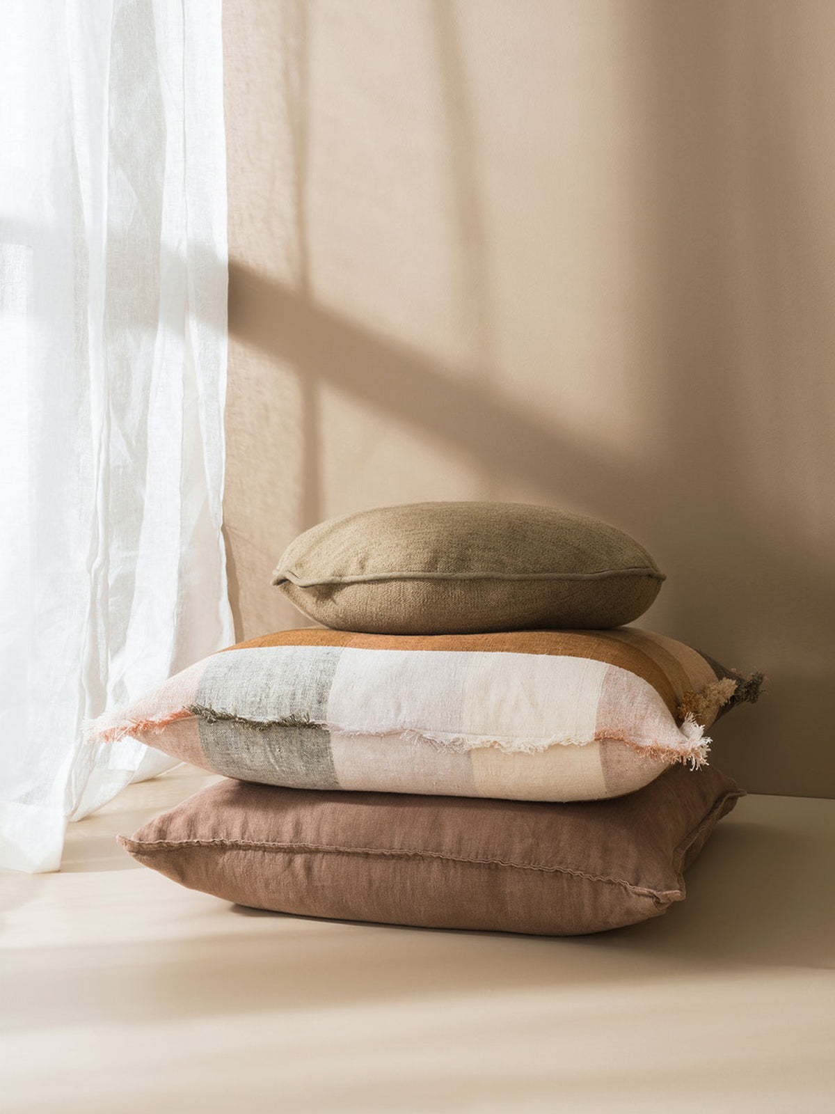 Washed Linen Cushion Cover - Tobacco