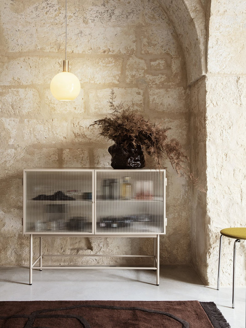 Opal Shade - Sphere + Socket Pendant Brass - Tall