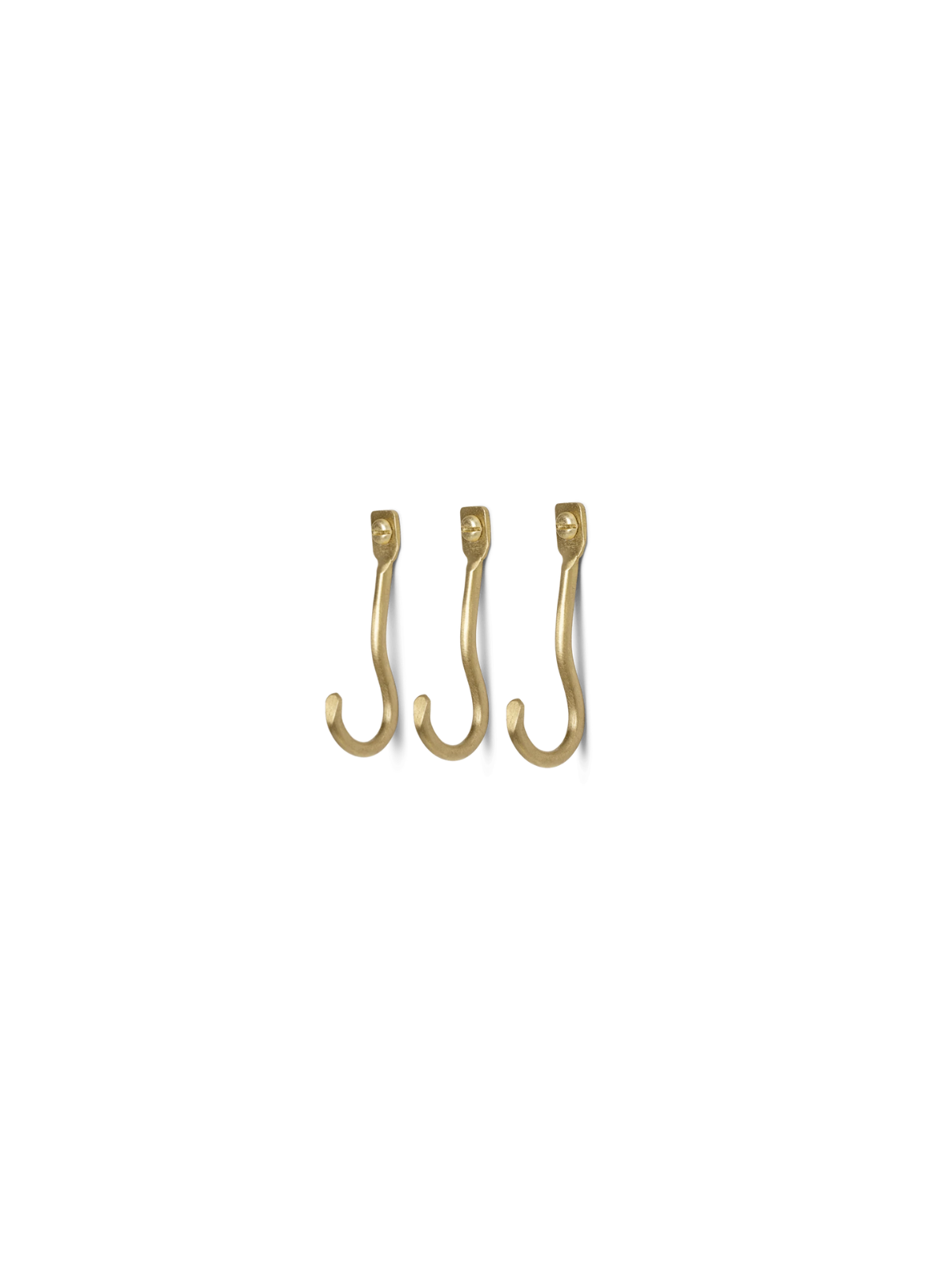 Curvature Hooks - Set of 3 - Brass