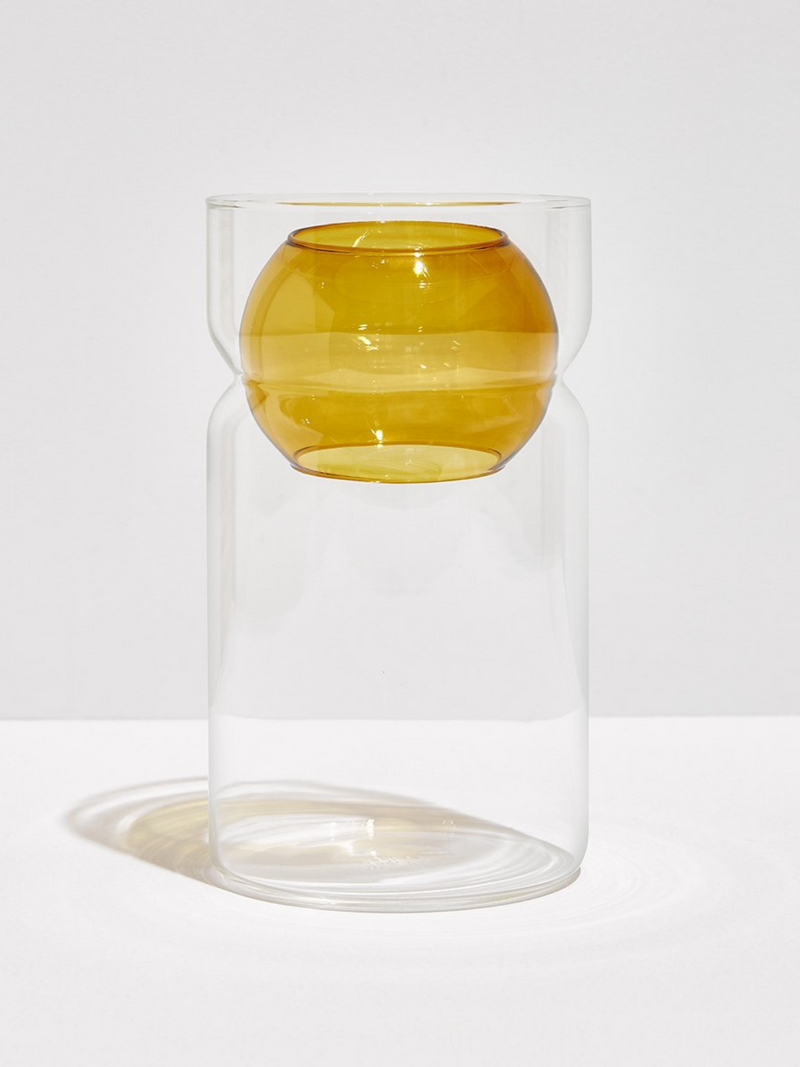 BALANCE VASE - CLEAR + AMBER