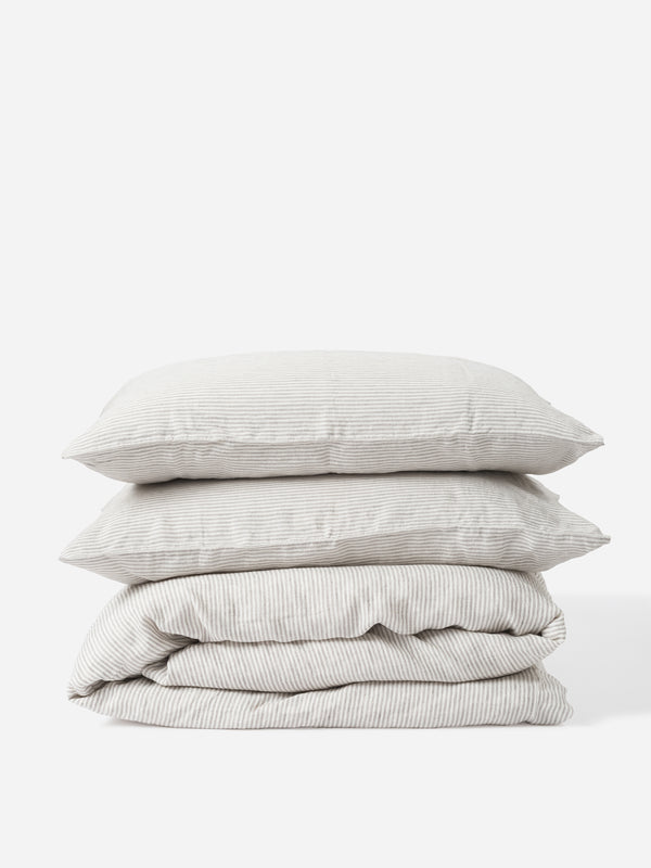 Pinstripe Linen Duvet Cover - Super King